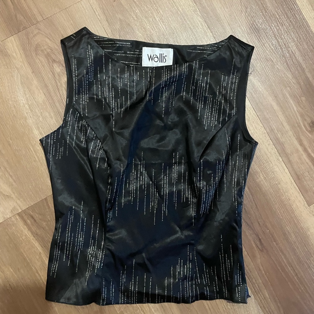 Wallis Black and Silver Patterned Tank Top